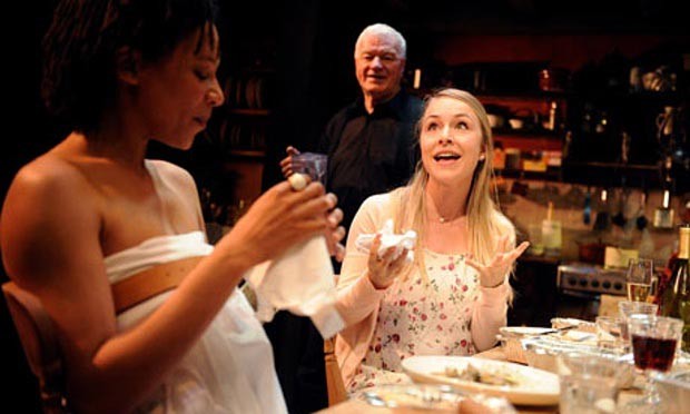 Nina Sosanya, Philip Voss and Sarah Goldberg in Apologia at the Bush. Photo: Tristram Kenton