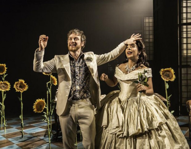 James McAvoy and Kathryn Drysdale in The Ruling Class. Photo: Johan Persson