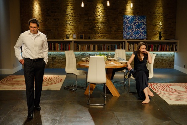 Hari Dhillon and Kirsty Bushell in Disgraced. Photo: Simon Kane