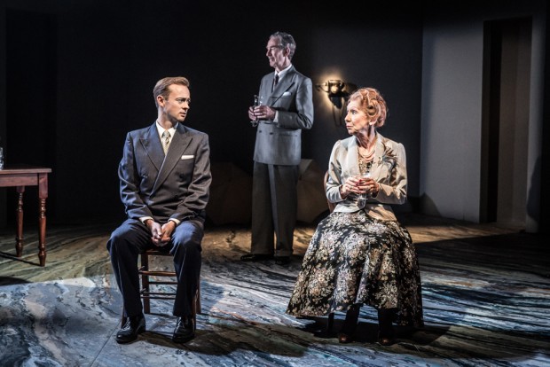 Richard Dempsey, Christopher Ravenscroft and Marcia Warren in The Cocktail Party. Photo: Marc Brenner