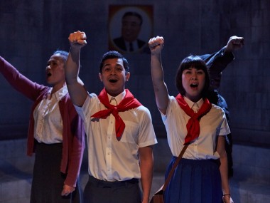 Lourdes Faberes, Chris Lew Kum Hoi and Anna Leong Brophy in P’yongyang. Photo: Richard Lakos