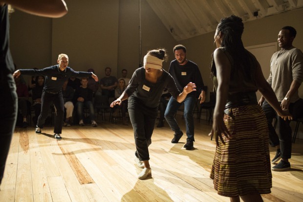 James Hillier, Adelle Leonce, Jamael Westman, Lorna Brown and Osy Ikhile in Torn. Photo: Helen Maybanks