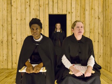 Sarah Niles, Fiona Glascott and Jane Hazlegrove in The Sewing Group. Photo: Stephen Cummiskey