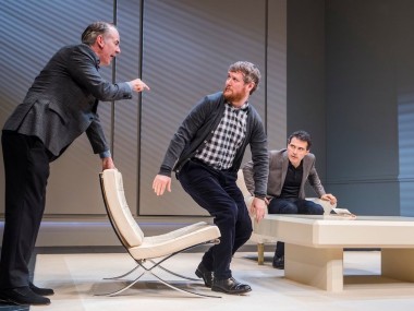 Paul Ritter, Tim Key and Rufus Sewell in Art. Photo: Tristram Kenton