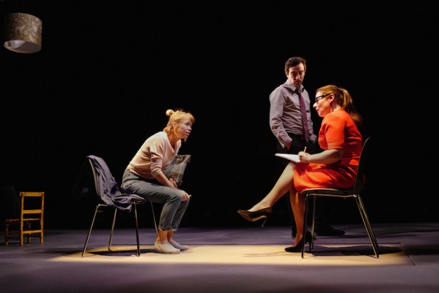 Anna Maxwell Martin, Ben Chaplin and Heather Craney in Consent. Photo: Sarah Lee