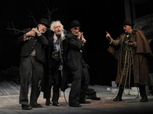 Ian McKellen, Ronald Pickup, Roger Rees and Matthew Kelly in Waiting for Godot. Photo: Sasha Gusov