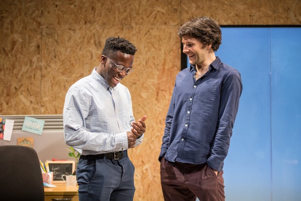 Bayo Gbadamosi and Colin Morgan in Gloria. Photo: Marc Brenner