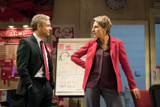 Martin Freeman and Tamsin Greig in Labour of Love. Photo: Johan Persson