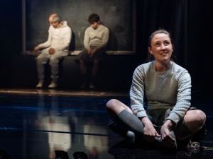 Richard Katz, Jake Davies and Erin Doherty in The Divide. Photo: Manuel Harlan