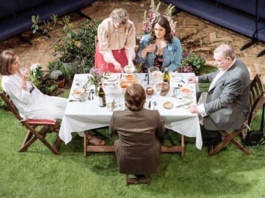 Belinda Lang, Selina Cadell, Jonathan Broadbent, Rebekah Hinds and Paul Bradley in Humble Boy. Photo: Manuel Harlan