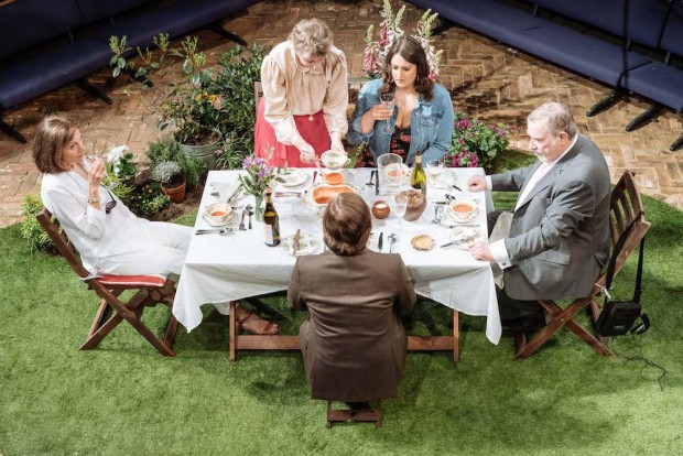 Belinda Lang, Selina Cadell, Jonathan Broadbent, Rebekah Hinds and Paul Bradley in Humble Boy. Photo: Manuel Harlan