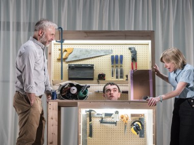 Mark Bonnar, Brian Vernel and Jane Horrocks in Instructions for Correct Assembly. Photo: Johan Persson