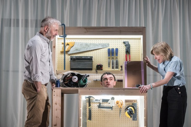 Mark Bonnar, Brian Vernel and Jane Horrocks in Instructions for Correct Assembly. Photo: Johan Persson