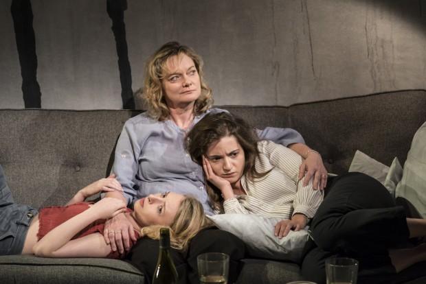 Kitty Archer, Sarah Woodward and Pearl Chanda in One for Sorrow. Photo: Johan Persson