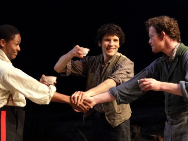 Adetomiwa Edun, Colin Morgan and Seamus O’Hara in Translations. Photo: Catherine Ashmore