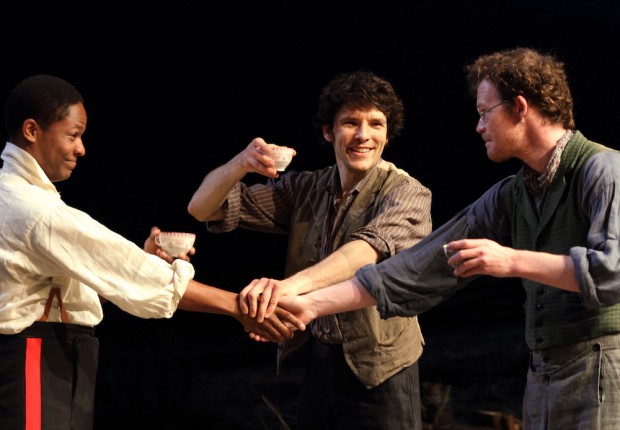 Adetomiwa Edun, Colin Morgan and Seamus O’Hara in Translations. Photo: Catherine Ashmore