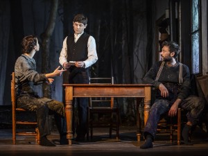 Heida Reed, Iwan Rheon and Paul Nicholls in Foxfinder. Photo: Pamela Raith