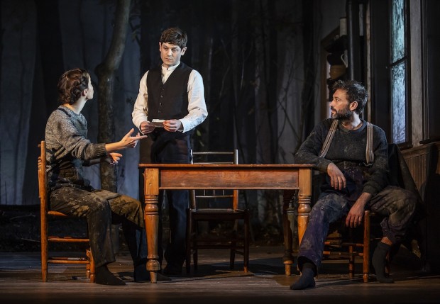 Heida Reed, Iwan Rheon and Paul Nicholls in Foxfinder. Photo: Pamela Raith