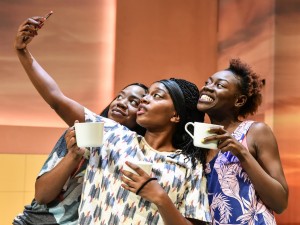 Nicola Maisie Taylor, Aretha Ayeh and Marième Diouf in The Hoes. Photo: Robert Day