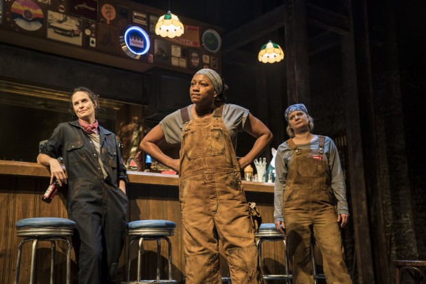 Leanne Best, Clare Perkins and Martha Plimpton in Sweat. Photo: Johan Persson