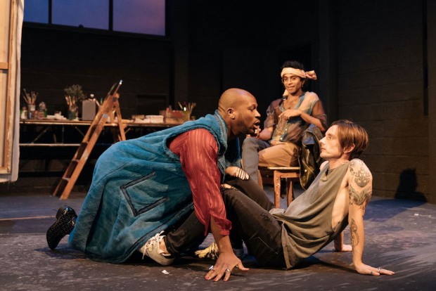 Stefan Adegbola, Hiran Abeysekera and Dickie Beau in Botticelli in the Fire. Photo: Manuel Harlan