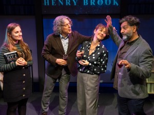 Leila Mimmack, Alan Davies, Alexandra Gilbreath and Nitin Ganatra in God's Dice. Photo: Bill Knight