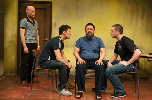Richard Rees, Christopher Goh, Benedict Wong and Andrew Koji in #aiww: The Arrest of Ai Weiwei. Photo: Stephen Cummiskey