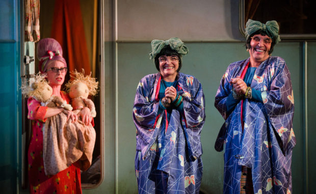 Katy Owen, Etta Murfitt and Gareth Snook in Wise Children. Photo: Steve Tanner