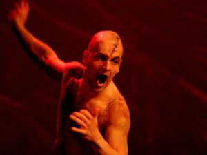 Jonny Lee Miller in Frankenstein. Photo: Catherine Ashmore