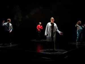 Thomas Coombes, Anne Odeke, Mona Goodwin and Gemma Salter in Misfits. Photo: Zbigniew Kotkiewicz