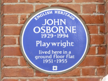 Blue Plaque to John Osborne, 53 Caithness Road, West London.