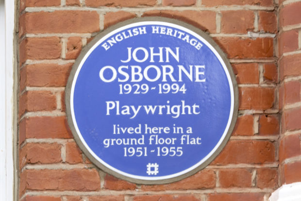 Blue Plaque to John Osborne, 53 Caithness Road, West London.