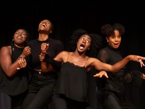 Kokoma Kwaku, Eshé Asante, Tosin Alabi and Elisha Robin in Queens of Sheba. Photo: Ali Wright