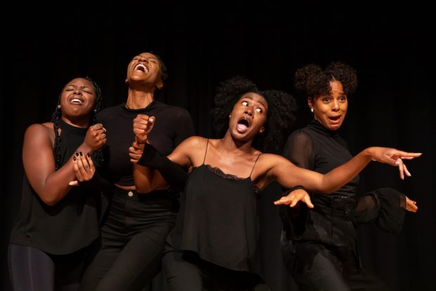 Kokoma Kwaku, Eshé Asante, Tosin Alabi and Elisha Robin in Queens of Sheba. Photo: Ali Wright