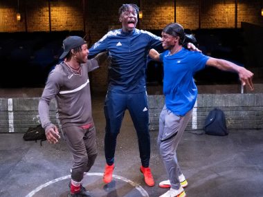 Francis Lovehall, Emeka Sesay and Kedar Williams-Stirling in Red Pitch. Photo: Bill Knight