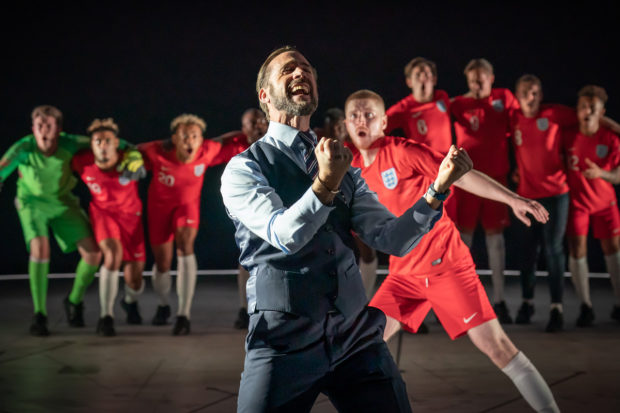 Joseph Fiennes and cast in Dear England. Photo: Marc Brenner