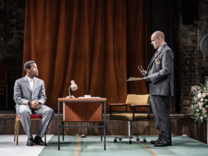 Micheal Ward and Jonny Lee Miller in A Mirror. Photo: Marc Brenner