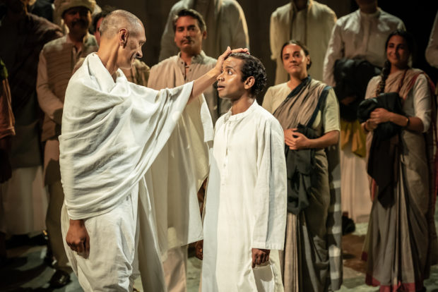 Paul Bazely and Hiran Abeysekera in The Father and the Assassin. Photo: Marc Brenner