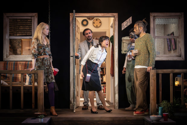 Yolanda Kettle, Ferdinand Kingsley, Katie Leung, Tamara Lawrance and Anthony Welsh in The Comeuppance. Photo: Marc Brenner