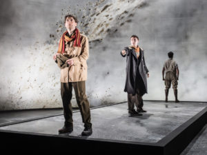 Kyle Soller, Stuart Thompson and Oliver Johnstone in Romans: A Novel. Photo: Marc Brenner